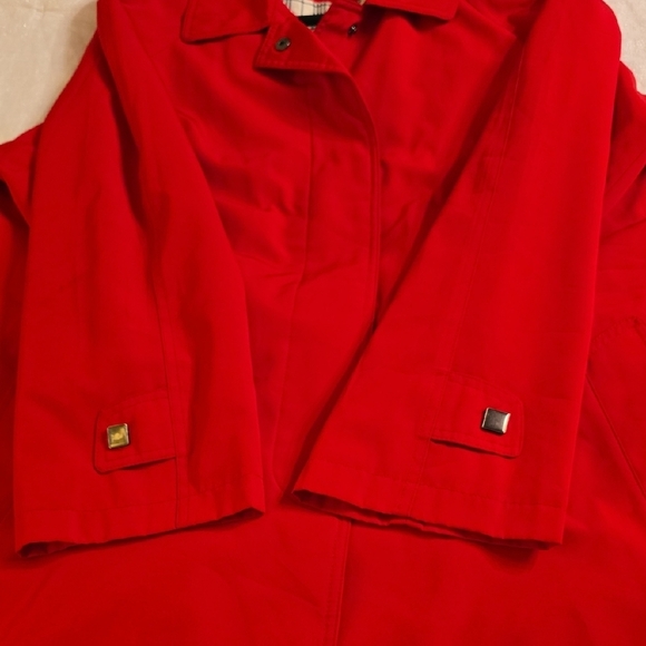 Gallery Red Trench Coat Tailored Elegance Rain Coat - Picture 12 of 13